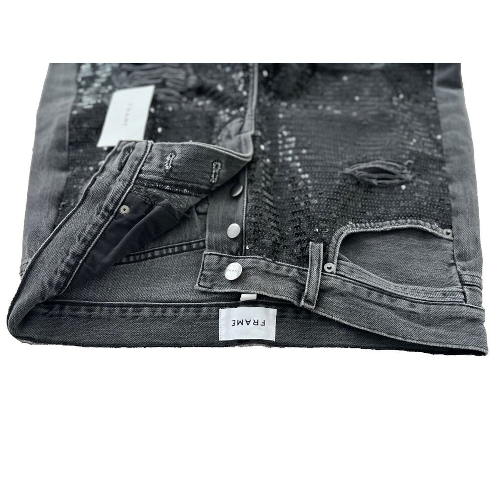 *** Frame Sequin Ripped Jeans Basque Rips Jeans Black ( 27 ) - Picture 6 of 7